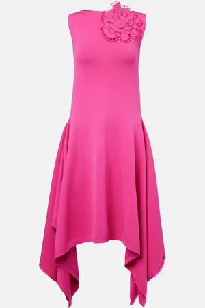 Oscar de la Renta Floral-applique asymmetric cocktail dress