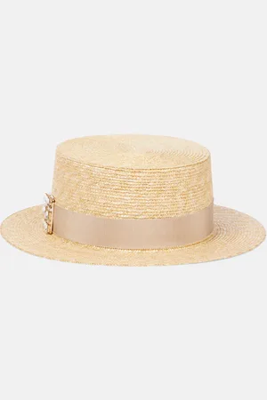 Roger Vivier Tres Vivier embellished raffia boater hat