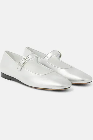 Le Monde Beryl Metallic leather Mary Jane flats