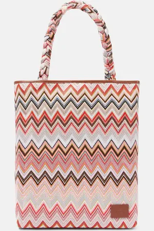Missoni Zigzag Large leather-trimmed tote bag