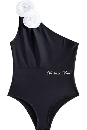 Balmain Floral-applique one-shoulder swimsuit