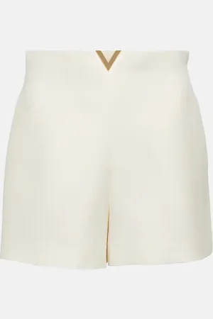 VALENTINO Vlogo wool and silk crepe shorts