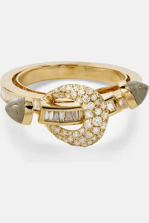 Ananya Chakra 18kt ring with diamonds and quartz