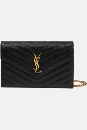 Saint Laurent Cassandre matelasse envelope leather wallet on chain