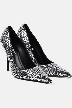 VERSACE Crystal-embellished leather pumps