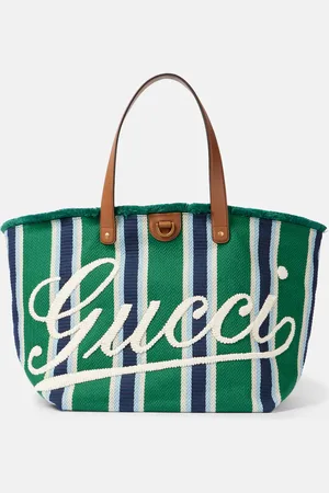 Gucci Large logo embroidered canvas tote bag