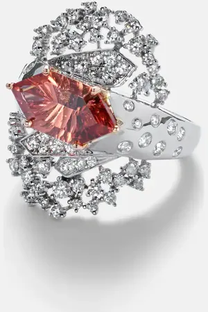 Ananya 18kt white gold ring with diamonds and tourmaline