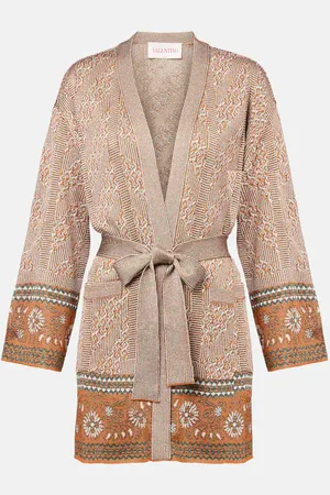 VALENTINO Jacquard lame wrap cardigan