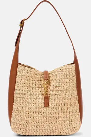 Saint Laurent Le 5 a 7 Small raffia shoulder bag