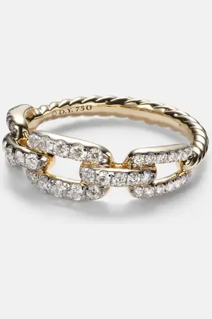 David Yurman Stax Chain Link 18kt ring with diamonds
