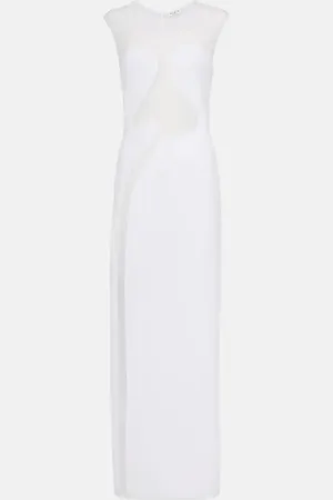 Alaïa AlaÃ¯a Mesh-trimmed maxi dress
