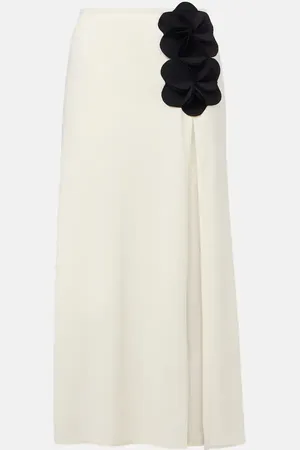 Karla Colletto Tess floral-applique midi skirt