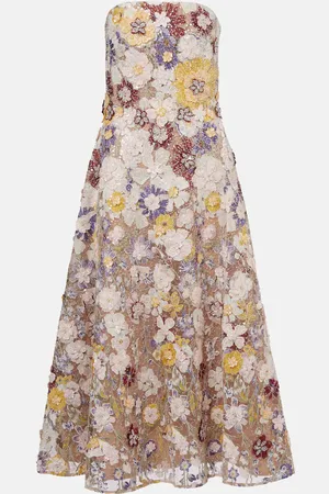 Costarellos Jassa floral embroidered midi dress