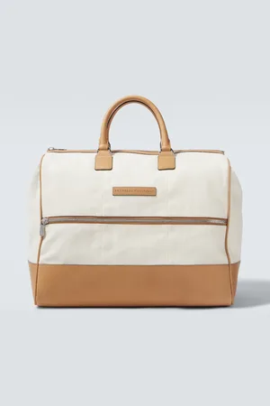Brunello Cucinelli Leather-trimmed canvas duffel bag