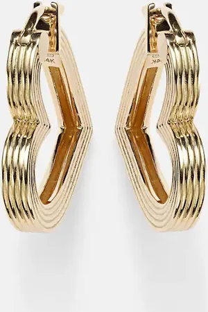 Sydney Evan Flutted Heart 14kt white gold earrings