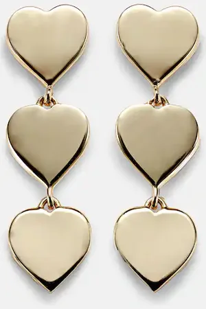 Sydney Evan Pure Three Heart Linear 14kt earrings