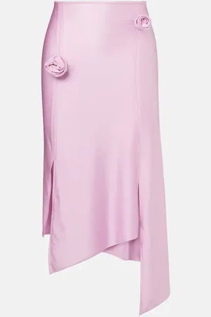 COPERNI Floral-applique satin midi skirt