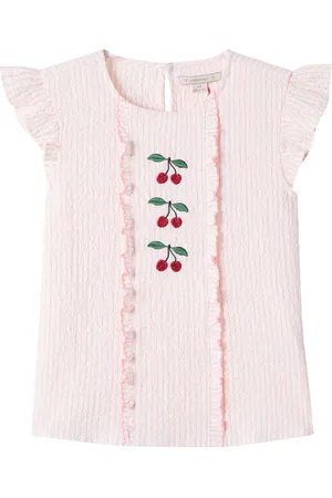 Konges Sløjd Ellie embroidered cotton seersucker top