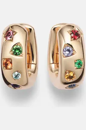 Pomellato Iconica 18k rose hoop earrings with gemstones