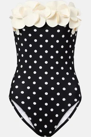Karla Colletto Floral-applique polka-dot swimsuit