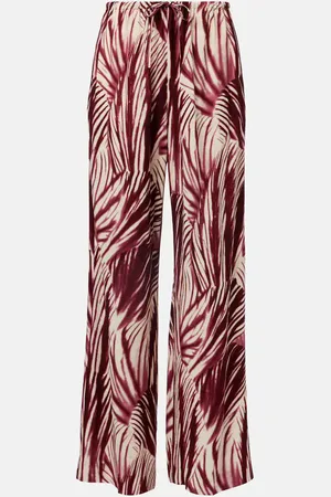 DRIES VAN NOTEN Printed crepe wide-leg pants