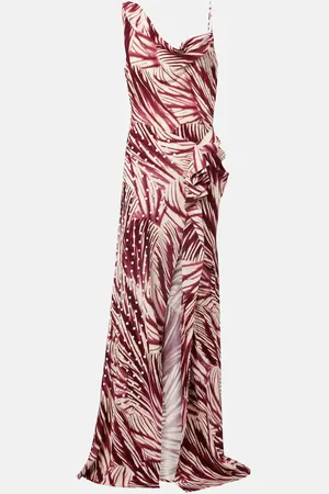 DRIES VAN NOTEN Printed draped crepe gown