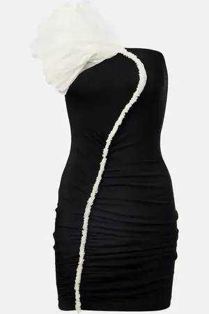 Nensi Dojaka Floral-applique asymmetric minidress