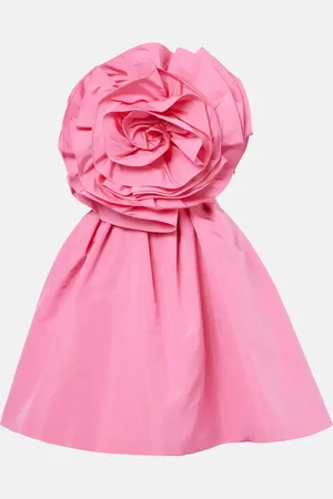 Carolina Herrera Floral-applique silk faille cocktail dress
