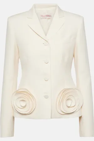 VALENTINO Crepe Couture floral-applique blazer