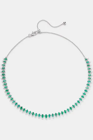 Kamyen 18kt white gold and enamel choker with emeralds