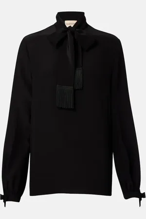 VALENTINO Bow-detail silk crepe shirt