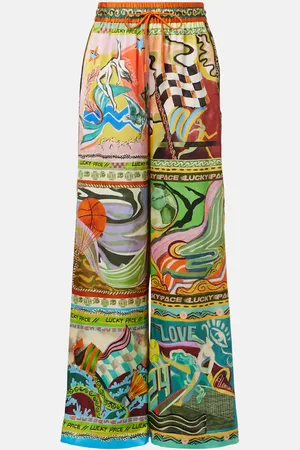 ALÉMAIS Lucky Pace printed silk palazzo pants