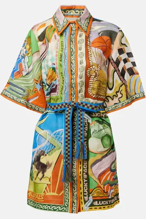 ALÉMAIS Lucky Pace printed linen shirt dress