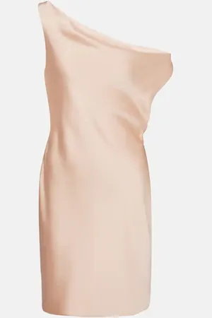 Norma Kamali Maria asymmetric crepe satin minidress