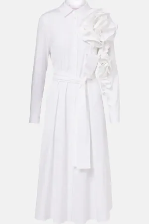Carolina Herrera Floral-applique poplin shirtdress