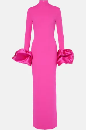 Solace Viviana satin-trimmed crepe gown