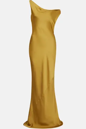 Norma Kamali Maria asymmetric crepe satin gown