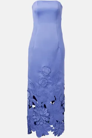 LEO LIN Rayna floral-applique satin maxi dress