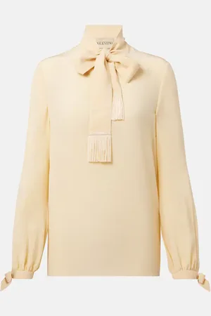 VALENTINO Bow-detail silk crepe shirt