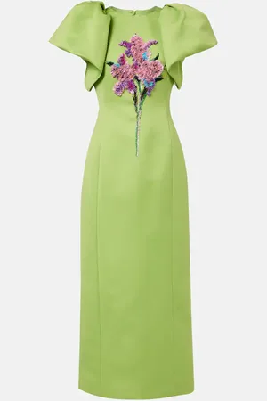 LEO LIN Lucinda floral-applique satin cocktail dress
