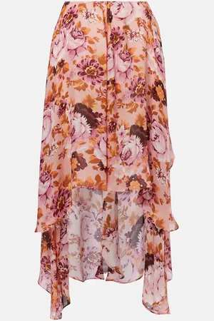 Chloé Draped floral silk midi skirt