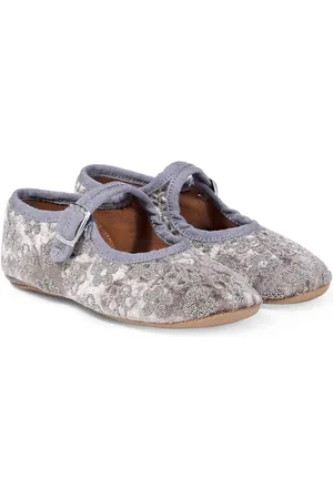 PèPè Floral velvet Mary Jane flats