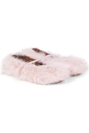 PèPè Faux fur-trimmed ballet flats