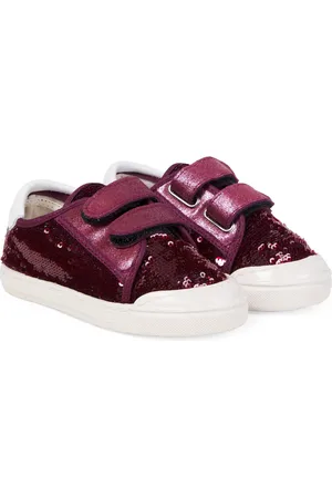PèPè Sequined leather-trimmed sneakers