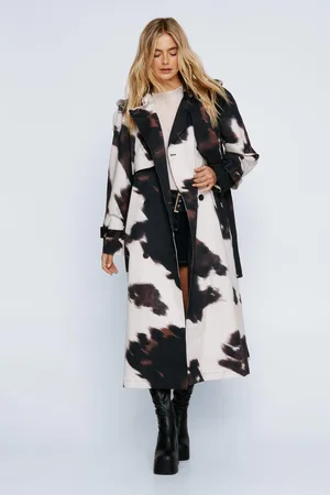 Plus Size Contrast Collar Wool Look Tailored Coat