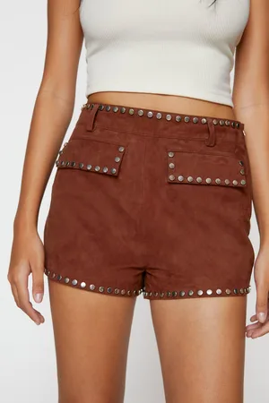 Faux Leather Metallic Star Bum Shorts