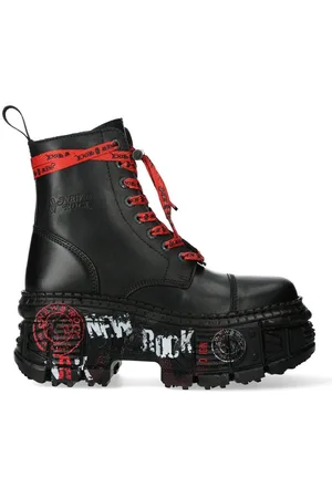 New Rock Punk Platform Leather Boots-WALL126CCT-C1 - - 6.5