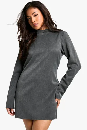 Boohoo Womens Petite High Neck Woven Tailored Shift Dress - - 10