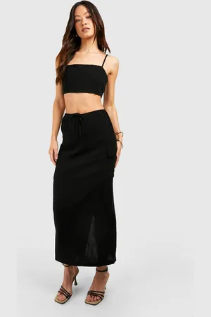 Boohoo Womens Tall Linen Look Pocket Midaxi Skirt - - 16