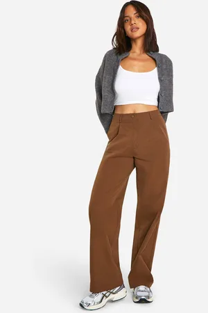 Boohoo Womens Peached Straight Leg Trousers - - 8